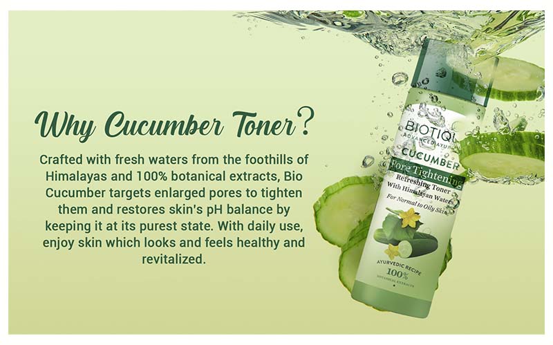 バイオティーク キューカンバー リフレッシング トナー 120ml Biotique Cucumber Pore Tightening Refreshing Toner
